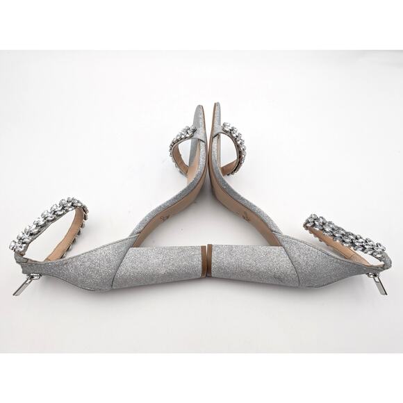 Jewel Badgley Mischka Mayra Block Heel Sandals Women's Silver Size US8 EU38.5 - Picture 5 of 9